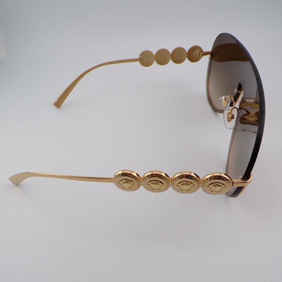 VERSACE Gold Gradient Semi Rimless Shield Shades, Medusa Logo Single Lens VE2215 main image 8